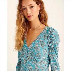 J. Crew Drapey Puff-sleeve Dress in Paisley Bunch Size 4